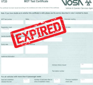No MOT  Charge / Expired MOT Driving lawyer