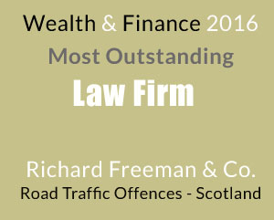 Scotland's Top Lawyers: Wealth and Finance 2016.  Most Outstanding Law Firm for Road Traffic Offences in Scotland