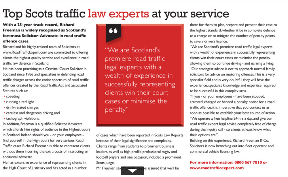 Facts Magazine Commercial Vehicle, HGV Lawyer Richard Freeman